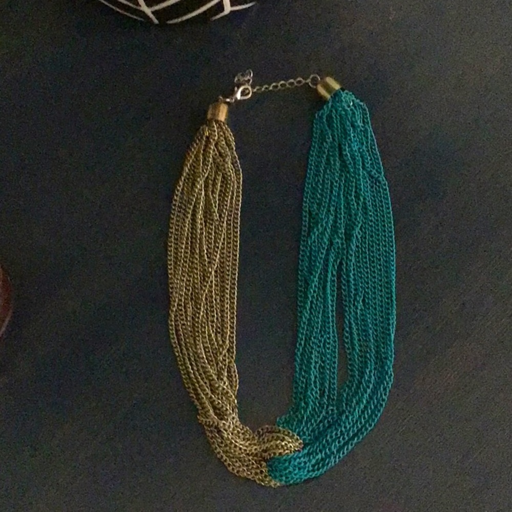 Turquoise and gold chain necklace
